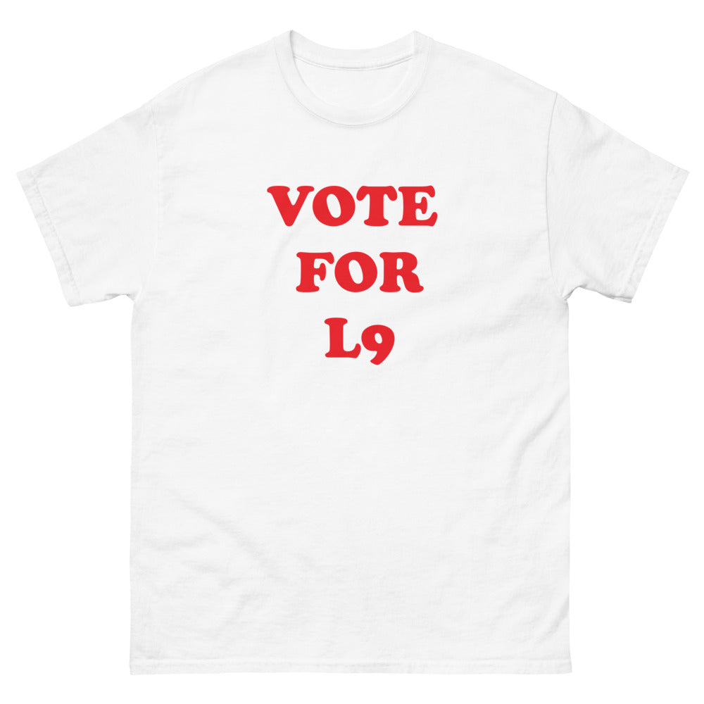 VOTE FOR L9 Print: Men's heavyweight tee